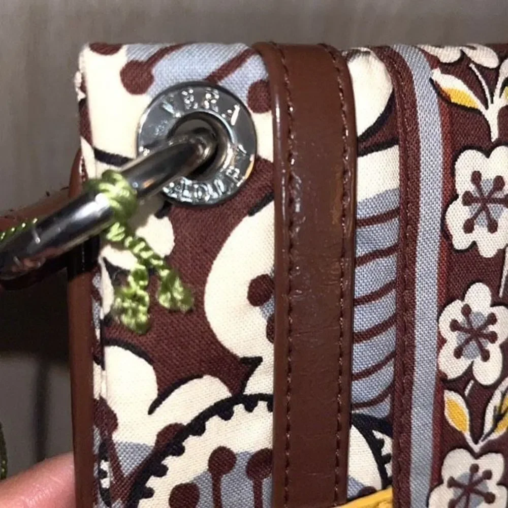 Vera Bradley Slate Blooms‎ Flipster Crossbody Bag Purse Brown & Yellow New